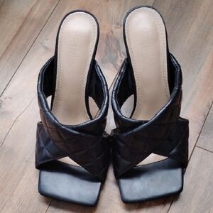Charlotte Russe Black Mules with Architectural X Design